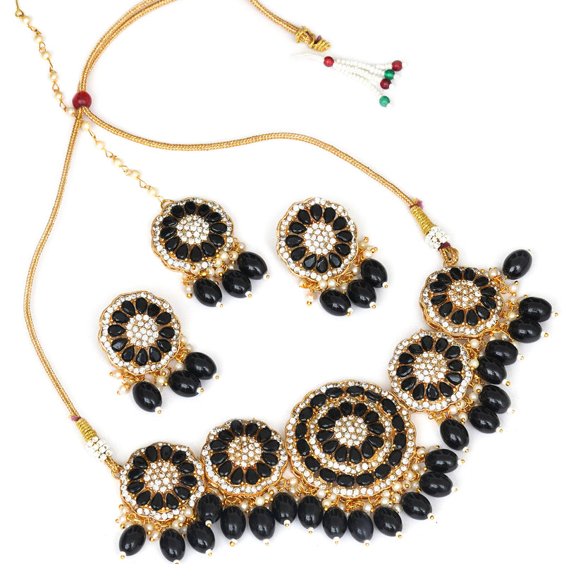 Alloy Gold-plated Black Jewel Set  (Pack of 4)