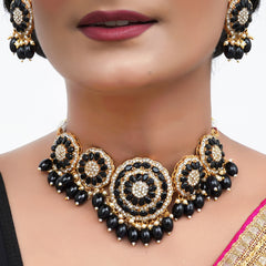 Alloy Gold-plated Black Jewel Set  (Pack of 4)
