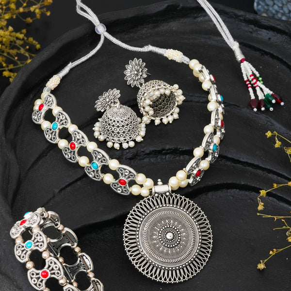 Brass Silver Jewel Set