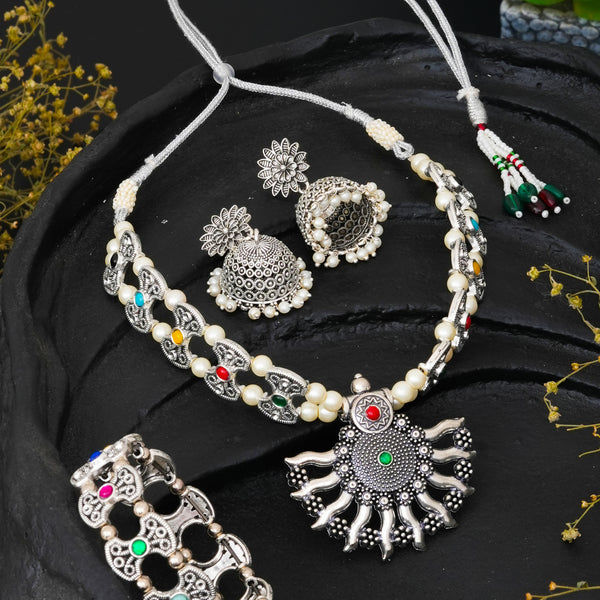 Brass Silver Jewel Set