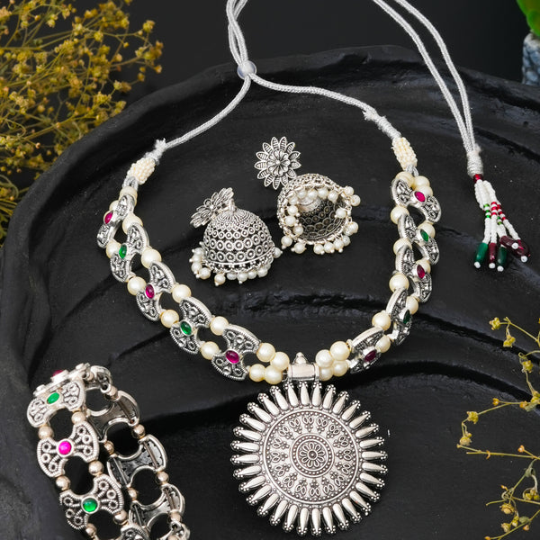 Brass Silver Jewel Set