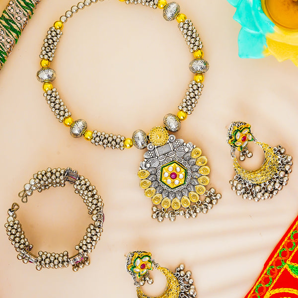 Brass Silver Jewel Set