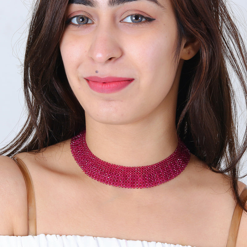 Ethnic Glass Beads Choker Necklace Jewellery