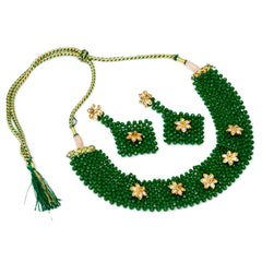 Glass Brass Green Jewellery Set: