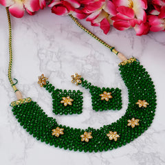 Glass Brass Green Jewellery Set: