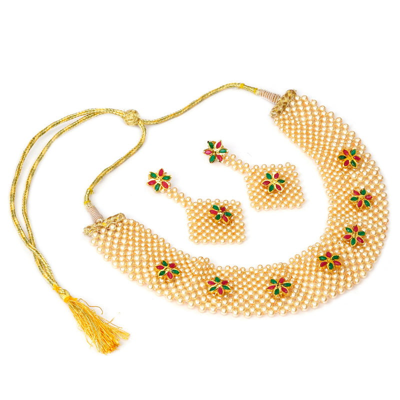 Glass Brass Yellow Jewellery Set