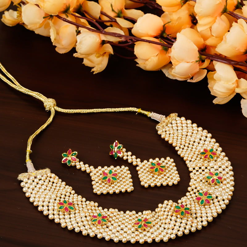 Glass Brass Yellow Jewellery Set