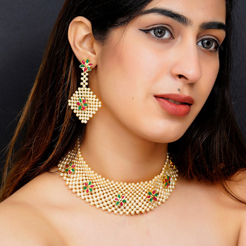 Glass Brass Yellow Jewellery Set