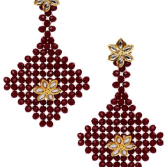 Glass Brass Maroon Jewellery Set