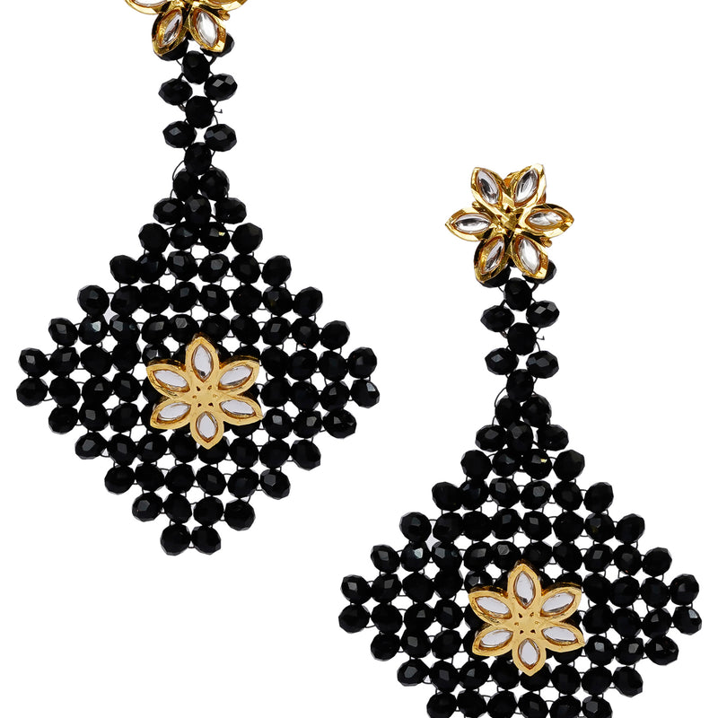 Glass Brass Black Jewellery Set