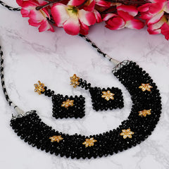 Glass Brass Black Jewellery Set