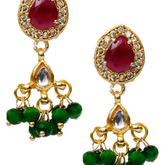 Glass Beads Gold-plated Kundan Designer Jaipuri Jewellery Set for Women