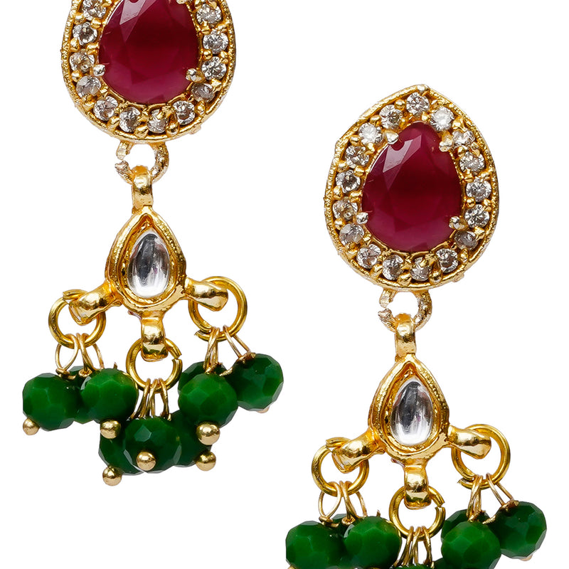 Glass Beads Gold-plated Kundan Designer Jaipuri Jewellery Set for Women