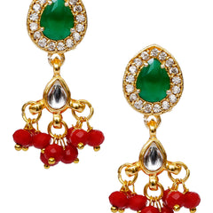 Glass Beads Gold-plated Kundan Designer Jaipuri Jewellery Set for Women