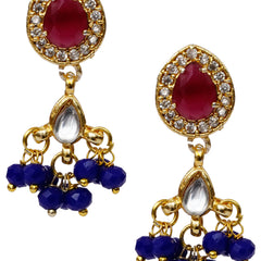 Glass Beads Gold-plated Kundan Designer Jaipuri Jewellery Set for Women