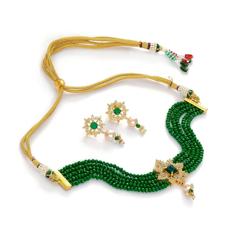 Gold-plated Green Jewel Set  (Pack of 1)