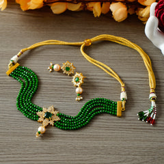 Gold-plated Green Jewel Set  (Pack of 1)
