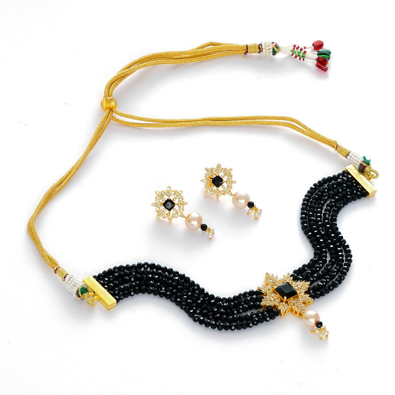 Gold-plated Black Jewel Set  (Pack of 1)
