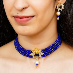 Gold-plated Blue Jewel Set  (Pack of 1)