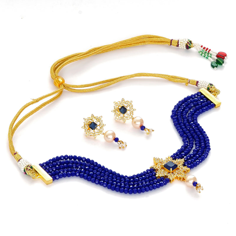 Gold-plated Blue Jewel Set  (Pack of 1)