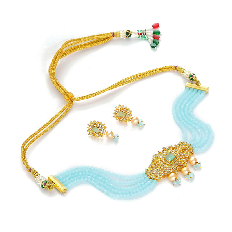 Gold-plated Blue Jewel Set  (Pack of 1)