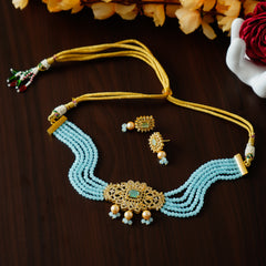 Gold-plated Blue Jewel Set  (Pack of 1)