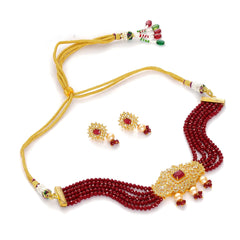 Gold-plated Maroon Jewel Set  (Pack of 1)