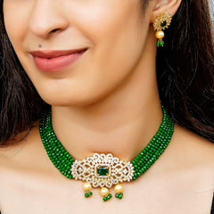 Gold-plated Green Jewel Set  (Pack of 1)