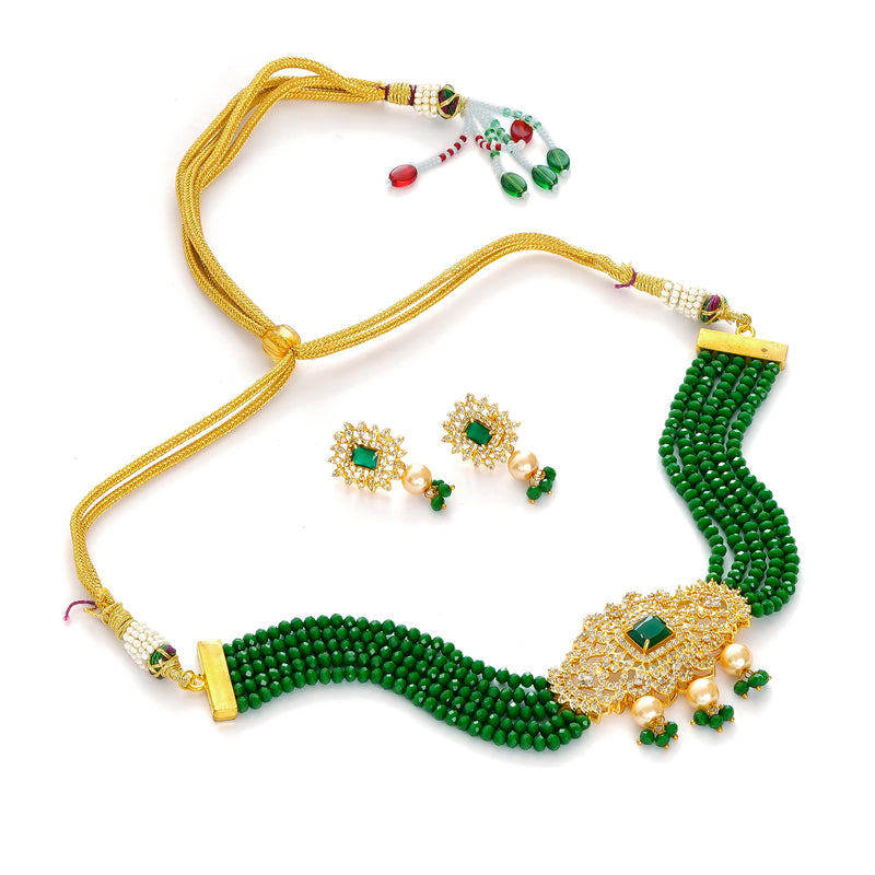 Gold-plated Green Jewel Set  (Pack of 1)