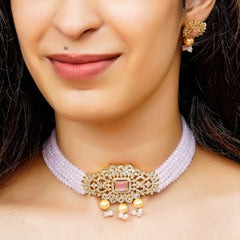 Gold-plated White Jewel Set  (Pack of 1)