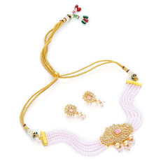 Gold-plated White Jewel Set  (Pack of 1)