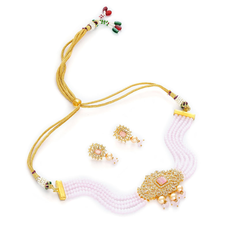 Gold-plated White Jewel Set  (Pack of 1)