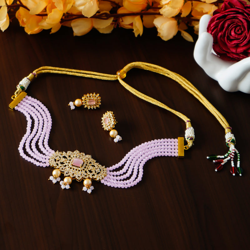 Gold-plated White Jewel Set  (Pack of 1)