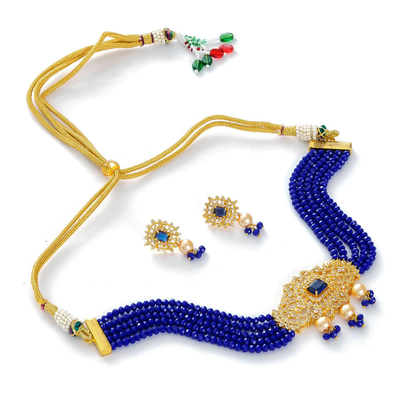 Gold-plated Blue Jewel Set  (Pack of 1)