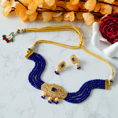 Gold-plated Blue Jewel Set  (Pack of 1)