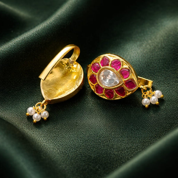 Elegant Jadau Kundan Teardrop Bugadi Earrings