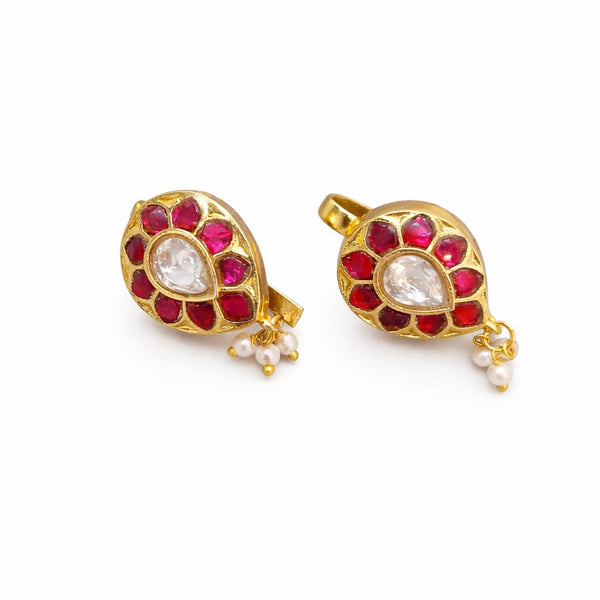 Elegant Jadau Kundan Teardrop Bugadi Earrings