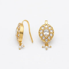 Elegant Jadau Kundan Teardrop Bugadi Earrings