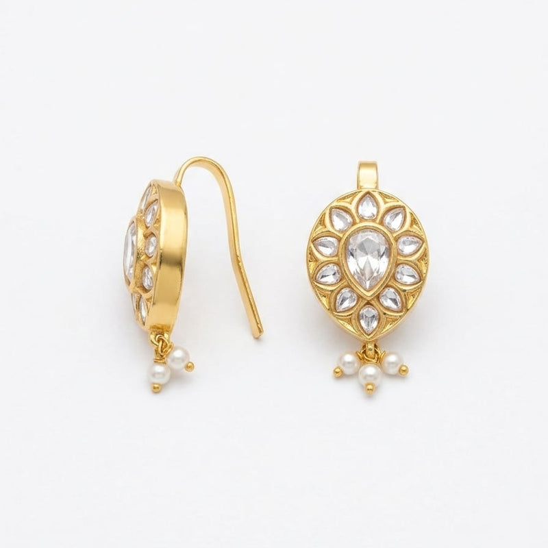 Elegant Jadau Kundan Teardrop Bugadi Earrings