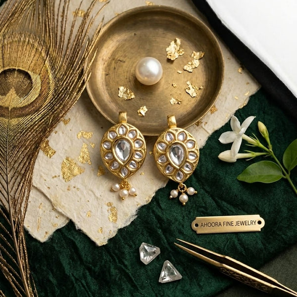 Elegant Jadau Kundan Teardrop Bugadi Earrings