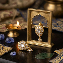 Elegant Jadau Kundan Teardrop Bugadi Earrings
