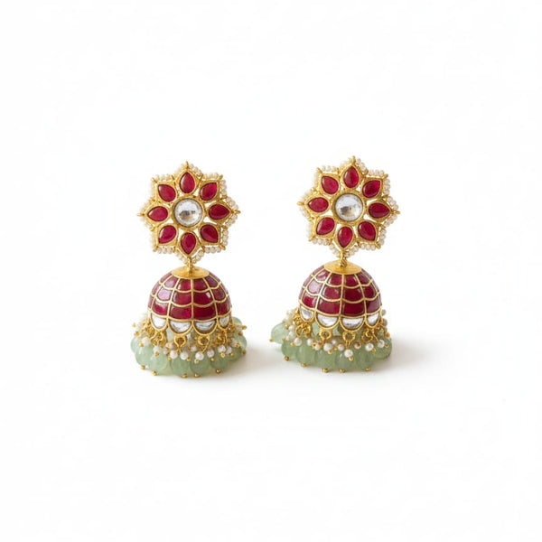 Majestic Jadau Kundan Floral Studded Jadau Kundan Jhumka Earrings