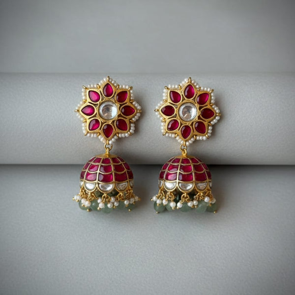 Majestic Jadau Kundan Floral Studded Jadau Kundan Jhumka Earrings
