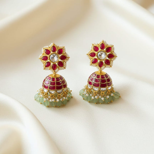 Majestic Jadau Kundan Floral Studded Jadau Kundan Jhumka Earrings