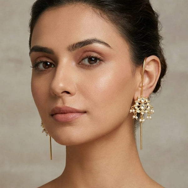 Elegant Gold & Pearl Earcuffs for Festive Moments