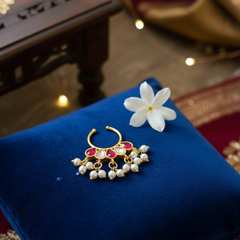 Elegant Guttapusalu Jadau Septum Nose Ring - No Piercing Required