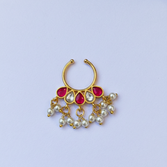 Elegant Guttapusalu Jadau Septum Nose Ring - No Piercing Required