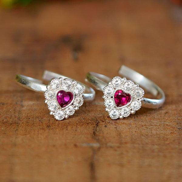 Bichiya Diamond Silver Plated Toe Ring Set