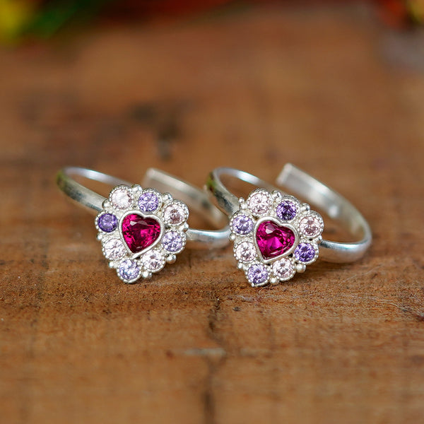 Bichiya Diamond Silver Plated Toe Ring Set
