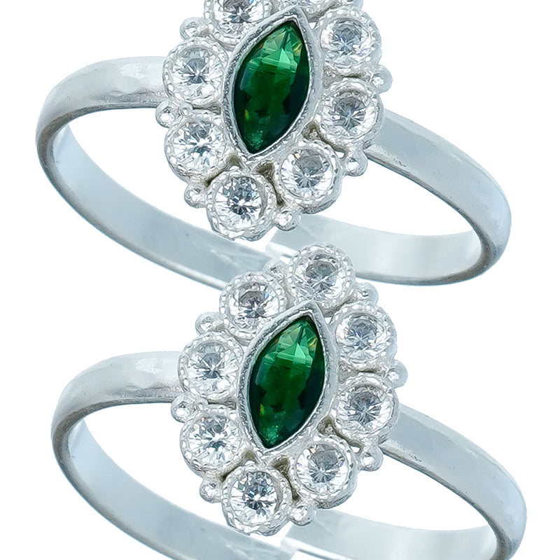 Bichiya Diamond Silver Plated Toe Ring Set
